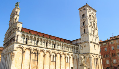 Fototapeta premium View of medieval cathedral San Michele. Lucca,Tuscany, Italy.