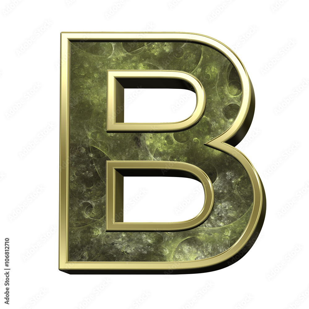 Fototapete one letter from fractal alphabet set isolated over white. computer generated 3d photo rendering.