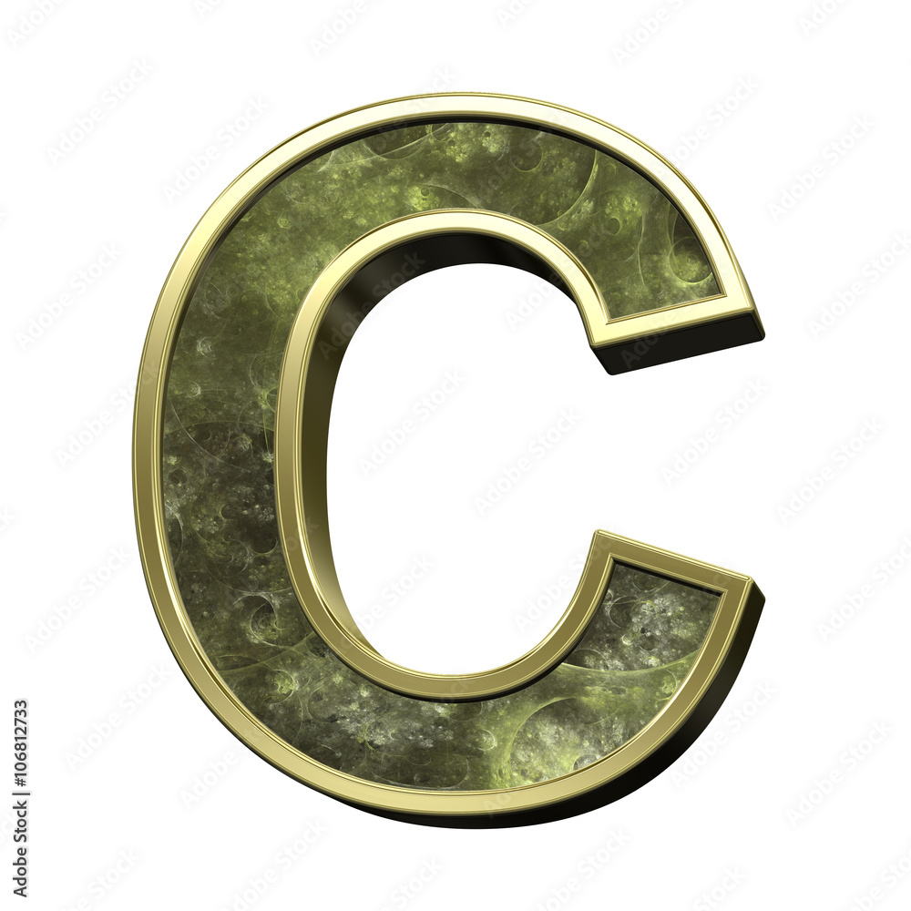 Fototapete one letter from fractal alphabet set isolated over white. computer generated 3d photo rendering.
