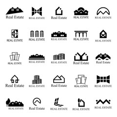 Real Estate Icons Set-Isolated On White Background-Vector Illustration,Graphic Design.Different Logotype