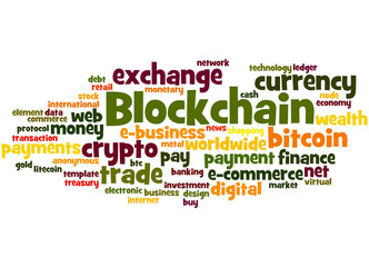 Blockchain, word cloud concept 2