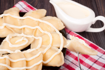 Ukrainian dumplings vareniki with cottage cheese