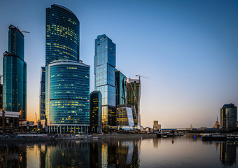Obraz na płótnie Canvas Moscow city (Moscow International Business Center) at night, Russia