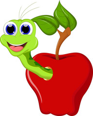 Worm with red apple