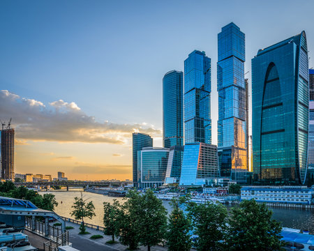 Moscow city (Moscow International Business Center) at night, Russia