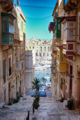 Old street of Valetta - capital of Malta