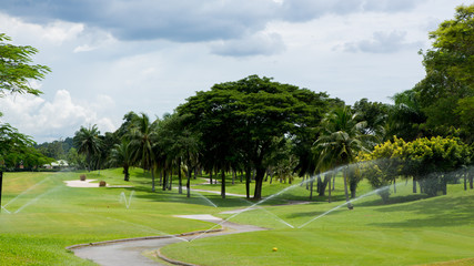 Watering in golf course