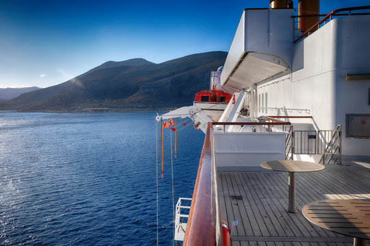 Cruise ship and sea and Greece island