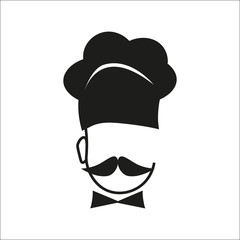 Chef icon with hat and big mustache