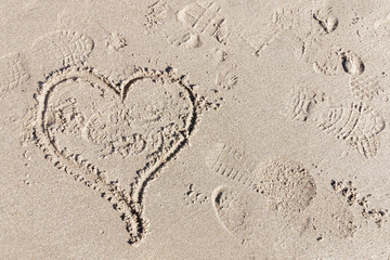 Heart in the sand, the symbol for love