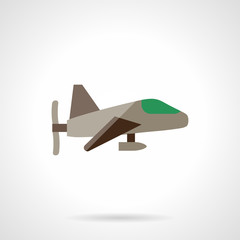 Airplane with propeller flat design vector icon