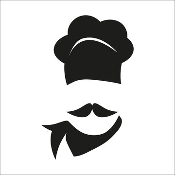 Chef icon with hat and big mustache