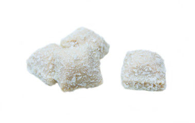 Cakes with coconut on a white background