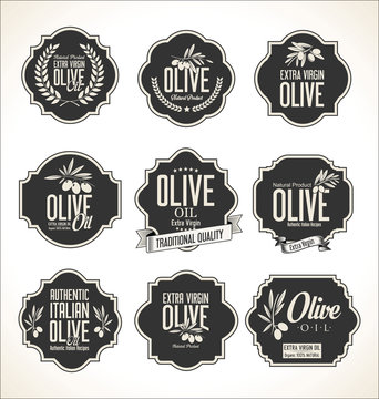 Collections of olive oil labels 