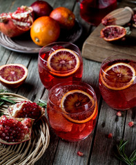 Blood orange and pomegranate cocktails