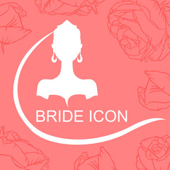 Fototapeta na wymiar Bride icon in roses