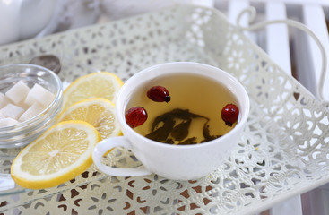 Tea set on the tray