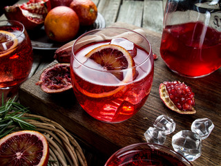 Blood orange and pomegranate cocktails