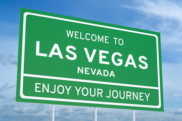 Welcome to Las Vegas road sign, 3D rendering