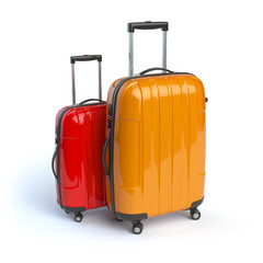 Luggage. Two baggage suitcases  isolated on white.