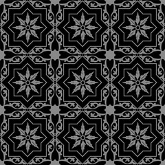 Elegant dark antique background image of Islam star cross spiral flower vine