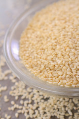 fresh sesame seeds in dish