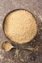 fresh sesame seeds in dish