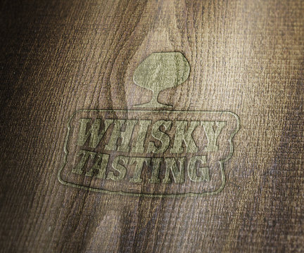 Whisky Tasting - Glas - Logo Holz P