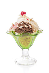 different flavors of ice cream in glass