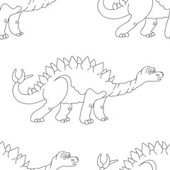 Vector illustration of a seamless repeating pattern of dinosaur