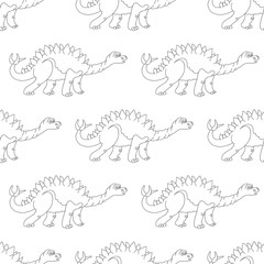 Vector illustration of a seamless repeating pattern of dinosaur