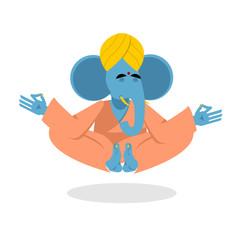 Lord Ganesha. Elephant yoga. Elephant yogi meditates. Blue Eleph