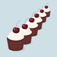Sweet cupcakes isolated vector