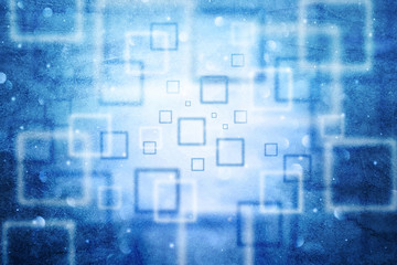 Abstract textured touchscreen square bokeh computer copy space background. Conceptual modern technology blurred square serenity blue color bokeh illustration background.