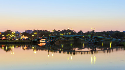 Fototapeta na wymiar Arch bridge in Tsaritsyno. Moscow