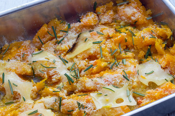 Cooking pumpkin baked with cheese