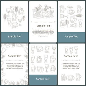Vector set of prepared cards on the theme of beer, drinks