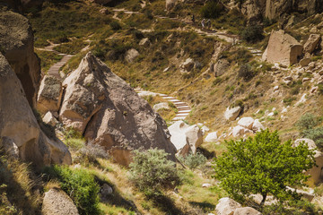 Cave onside old mountain in Cappadocia area in Turkey