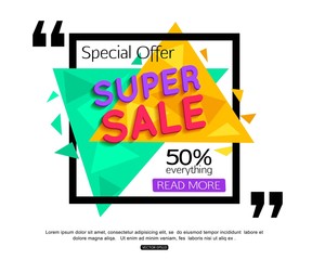 Set Paper Banner. Paper Banner Template. Super Sale Special Offer banner on colorful background.  Web banner. Banner vector. Big Sale banner. Web banner template. Shopping Banner. 50% off. 70%.