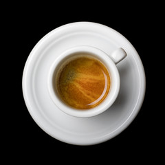 isolated coffee cup top view on black background