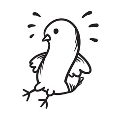 Bird vector hand drawn illustration black lines on white..