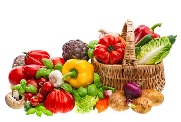Fresh vegetables. Shopping basket. Healthy food