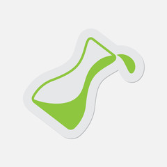 simple green icon - flask with a drop