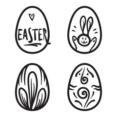 Happy Easter eggs vector card illustration hand drawn with easte