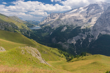 Fototapeta na wymiar Panorama over the Marmolada Glacier