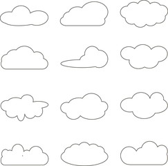 Clouds collection. Cloud computing pack. Design elements, vector