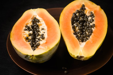 Halved papaya