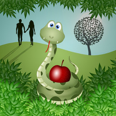 snake with the fruit of sin