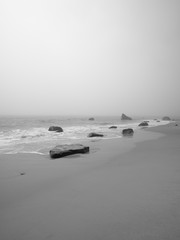 image of a tranquil beach with rocks.
