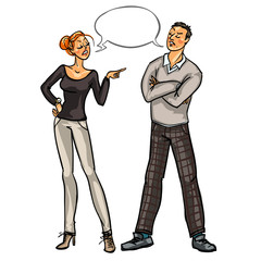 Arguing people isolated on white